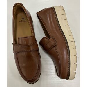 Aquatalia Genevive Leather Platform Loafers in Cognac/ Size 6